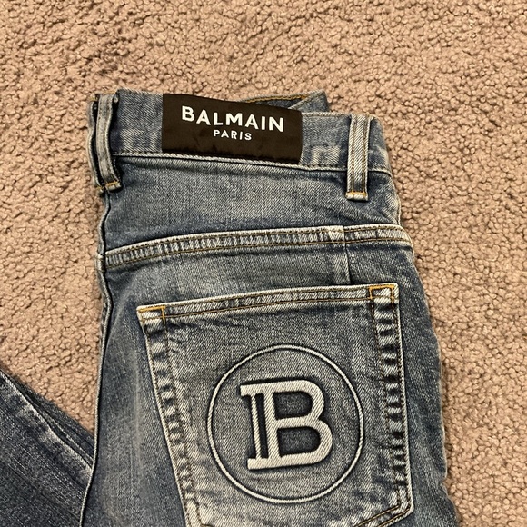 Balmain Paris Vintage Tapered MOTO Jeans Pants Back to School Y2K sz 29 Like New - Picture 3 of 11